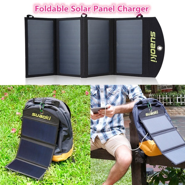 7W/14W/20W/25W Waterproof Quadruple Solar Panel Charger High Efficiency Portable Foldable Dual-Port USB Charger with TIR-C Technology