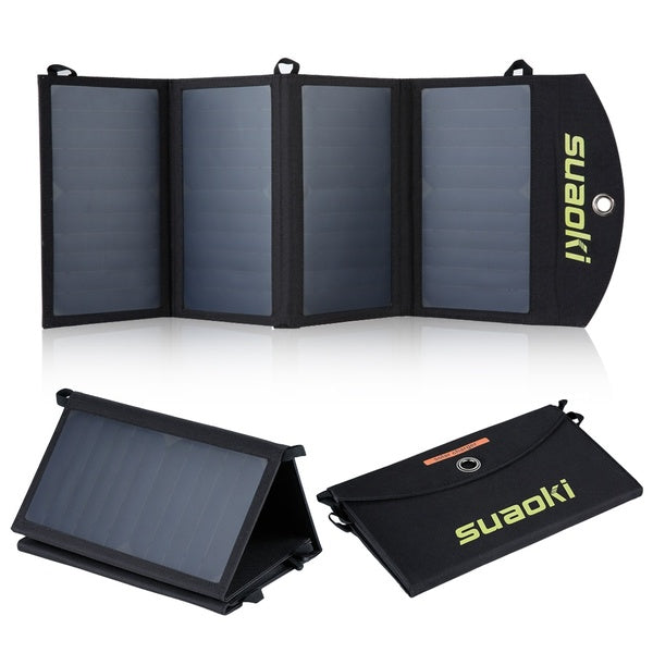 7W/14W/20W/25W Waterproof Quadruple Solar Panel Charger High Efficiency Portable Foldable Dual-Port USB Charger with TIR-C Technology
