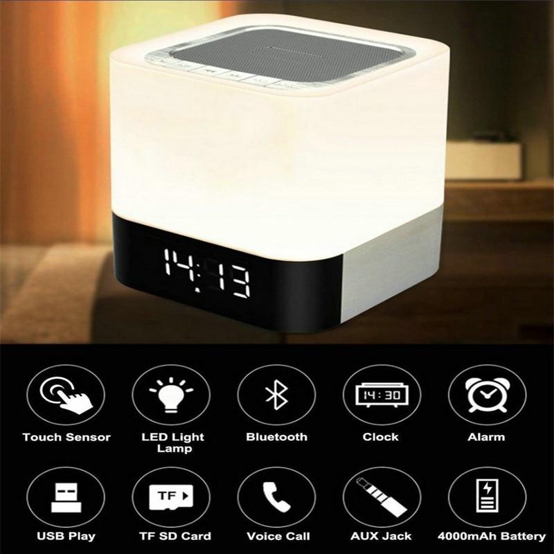 Touch LED Bluetooth Wireless Speaker with Alarm Clock/Calendar