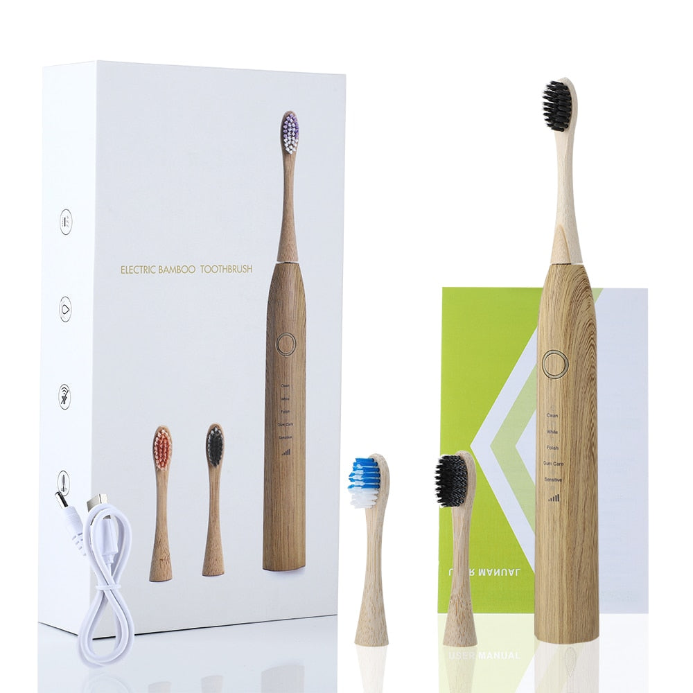 Ultrasonic Sonic Bamboo Electric Toothbrush