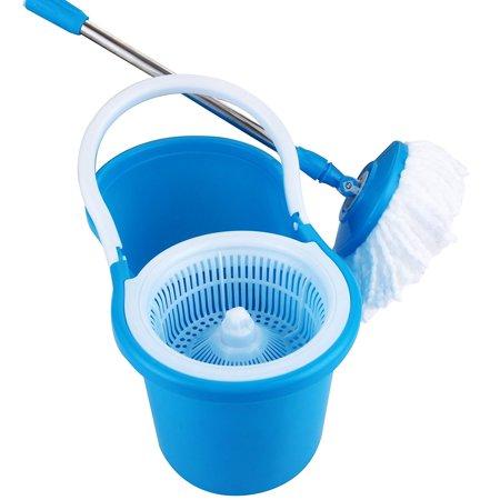 Microfiber Spinning Magic Spin Mop W/Bucket 2 Heads Rotating 360° Easy Floor Mop Washable Plastic Handle