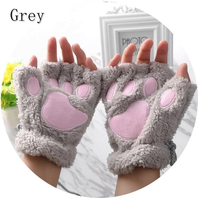 Plush Fluffy Bear Paw Claw Gloves