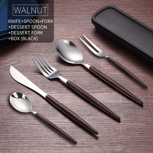 Wooden Stainless Steel Dinnerware Set
